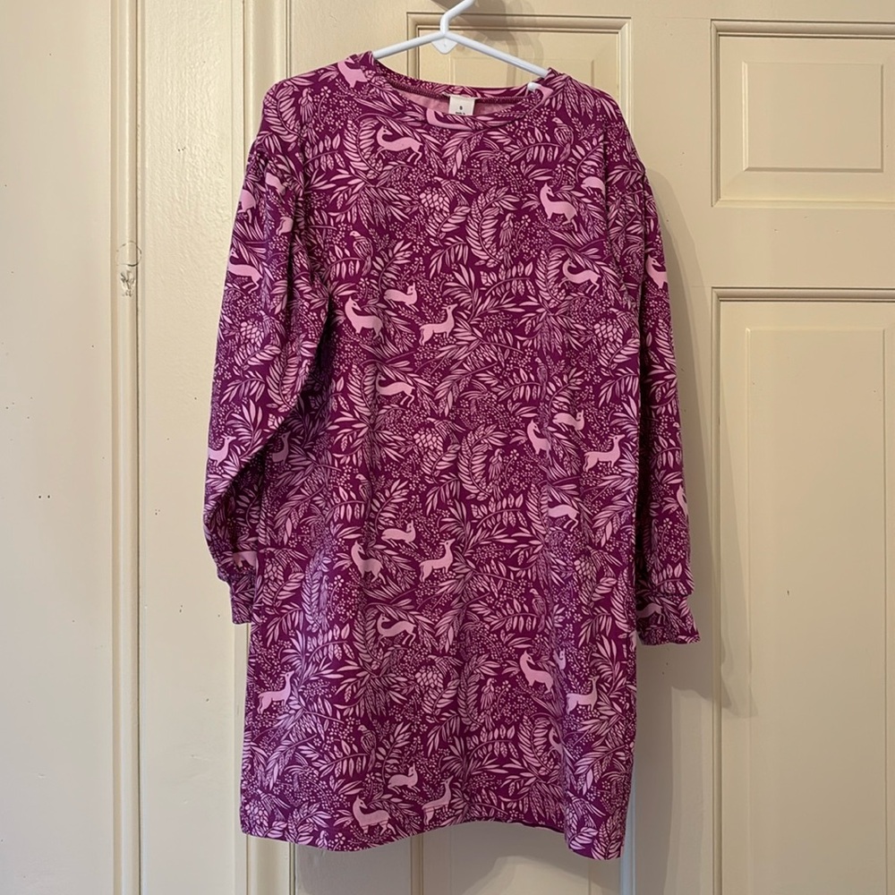 Purple/Pink J.Crew crewcuts stretch jersey dress with long sleeves
